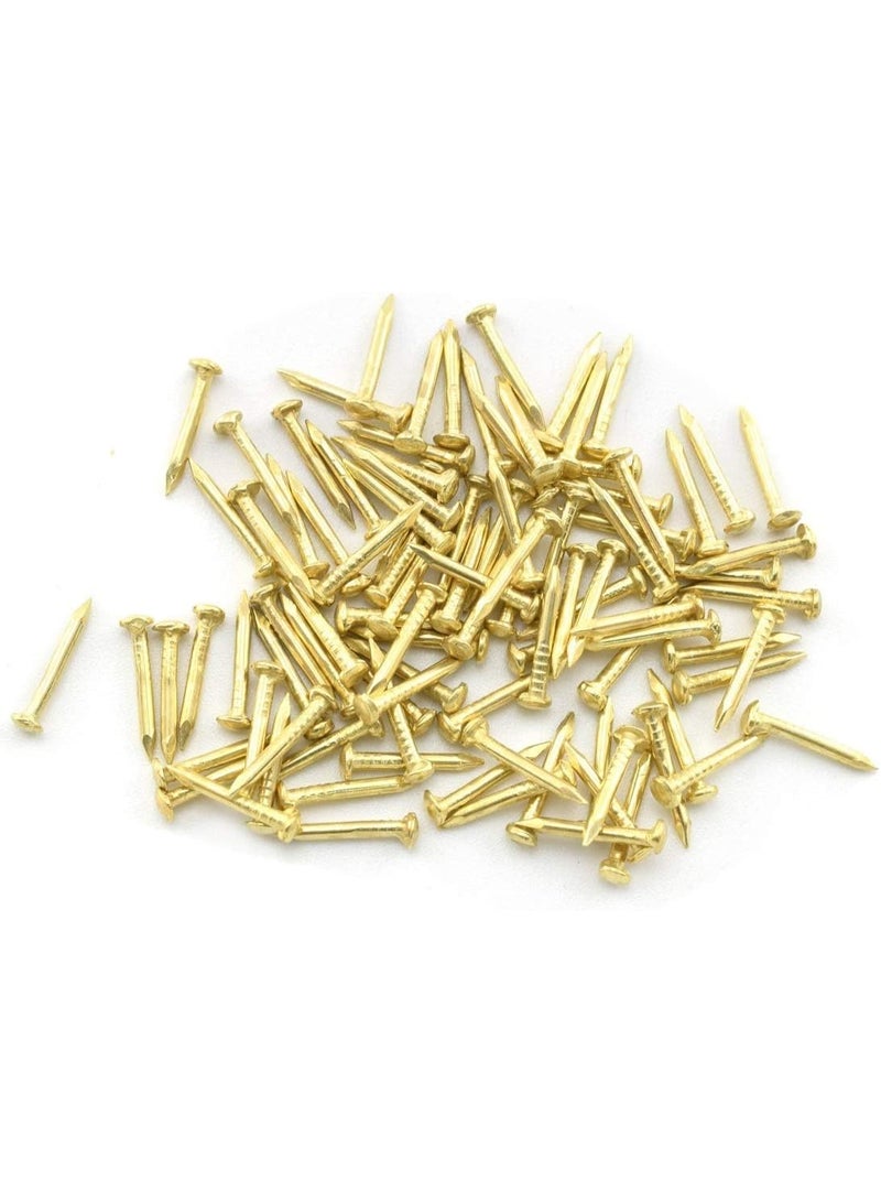 24-Pack Mini Brass Hinges 10x8mm 180 Degree Rotation Miniature Furniture Hardware with Mounting Nails for Jewelry Box Dollhouse Cabinet Door Closet DIY Accessories - Golden - Image 1